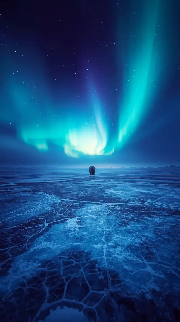 Stunning Aurora Borealis Over Frozen Landscape: 4K iPhone Wallpaper & Mobile Backgrounds