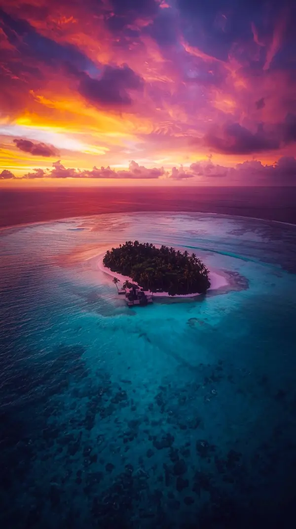 Breathtaking Island Sunset iPhone Wallpaper 4K - Aesthetic 4K Wallpaper for Mobile and Phone