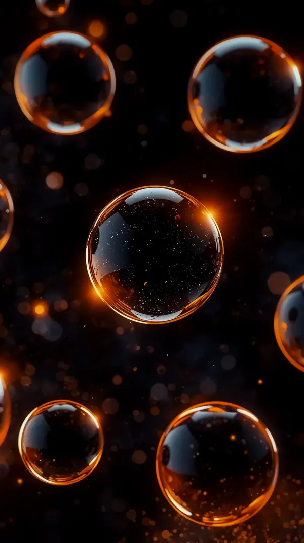 Glowing Amber Bubbles AMOLED Wallpaper 4K for Mobile