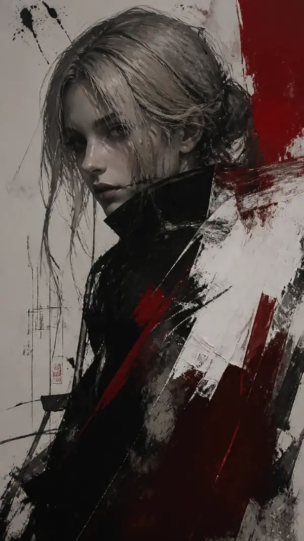 Anime dark wallpaper — gritty textured sketch