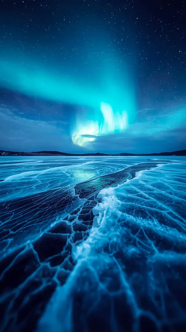 Stunning Aurora Borealis Over Frozen Lake - 4K iPhone Wallpaper | 4K Wallpaper for Mobile | Wallpaper for Phone | Cute 4K Wallpaper for iPhone | 4K Backgrounds iPhone | 4K iPhone Background