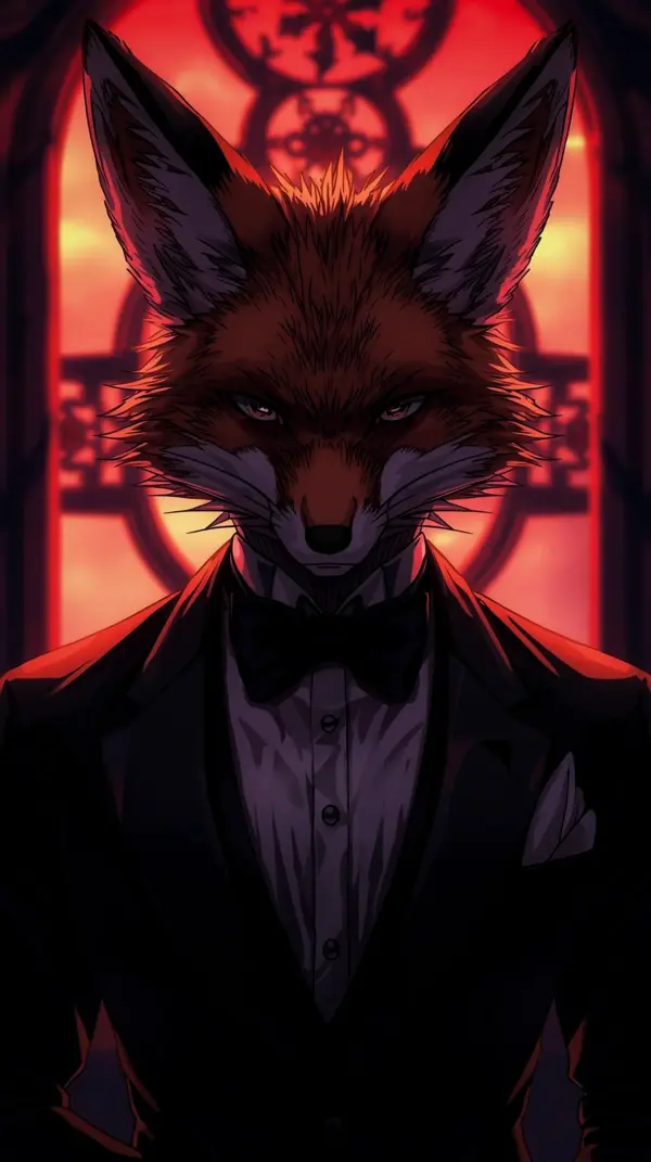 Aesthetic anime wallpaper — elegant fox tuxedo