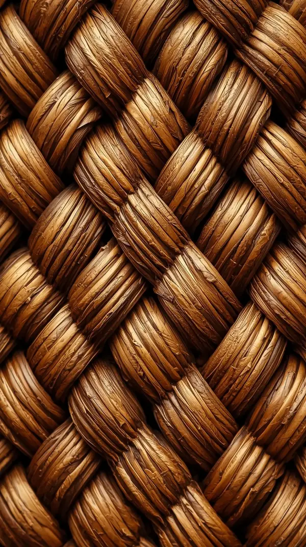 4k wallpaper for mobile Realistic Woven Bamboo Basket Texture, Warm Brown Natural Wicker Weave Close-Up Cozy Rustic Aesthetic