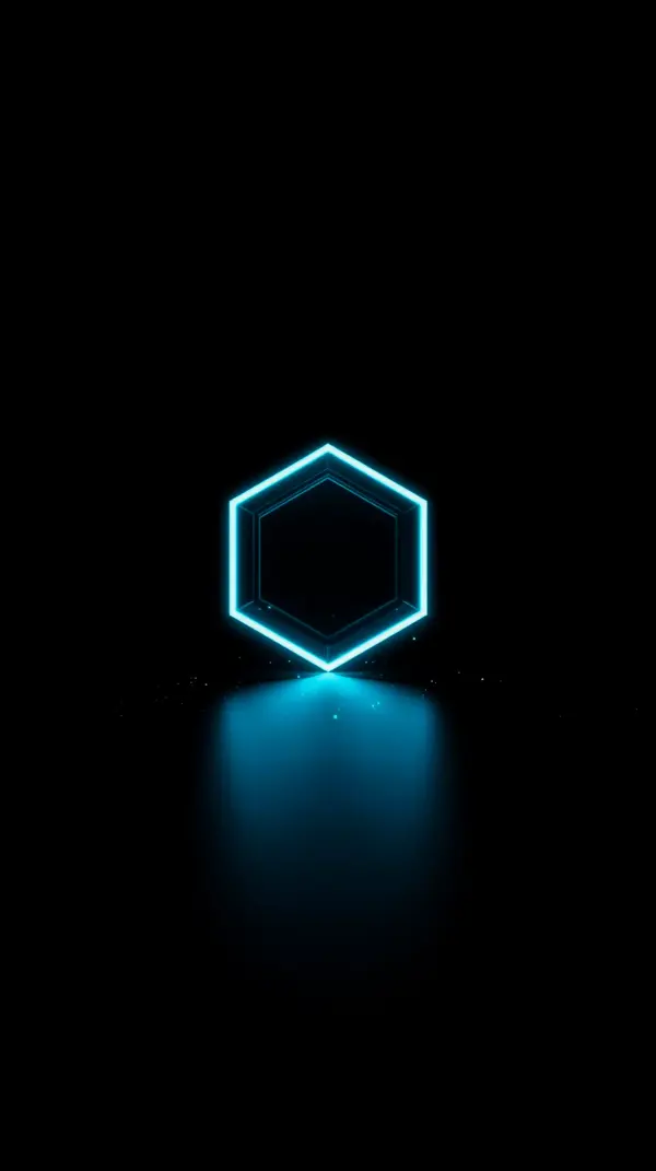 Glowing Neon Blue Hexagon AMOLED Wallpaper 4k for Mobile