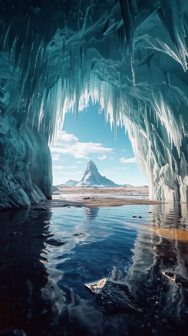 Nature Wallpaper 4K — Ice Cave Mountain View | 4KWallpapar