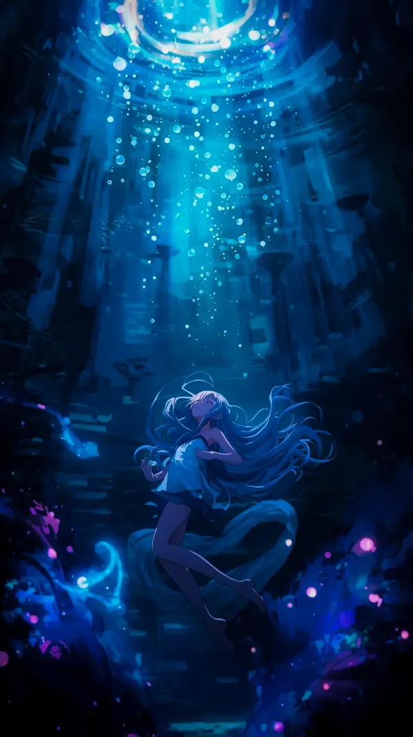 Ethereal Underwater Anime Girl Wallpaper for Phone – 4K