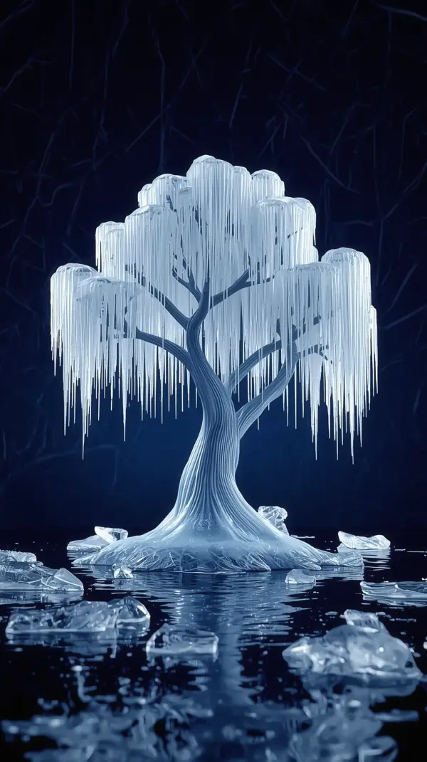 Wallpaper anime nature — frozen willow icicle tree