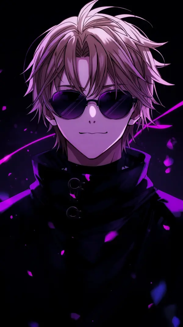 Cool Anime Boy — Purple Neon Shades Dark Jacket