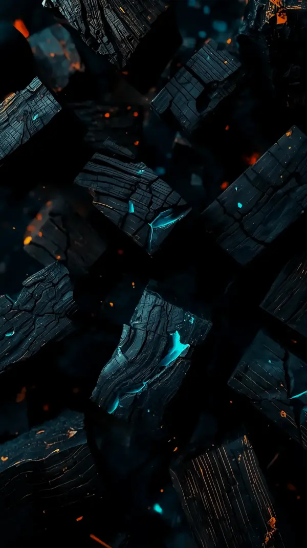 Abstract Glowing Charcoal Blocks AMOLED Wallpaper 4K for Mobile