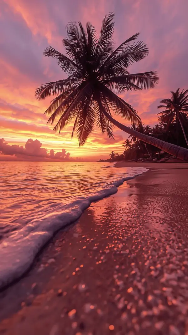 Beach Wallpaper 4K — Tropical Sunset Palm Tree | 4KWallpapar