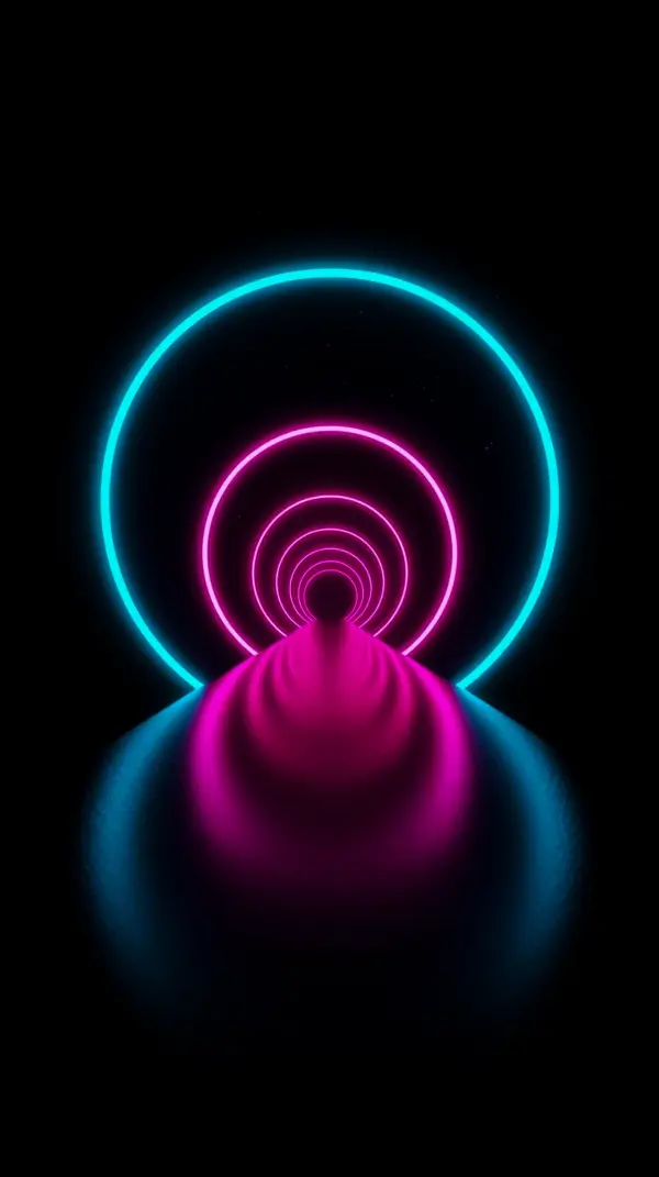 Anime wallpaper — glowing neon blue pink circles