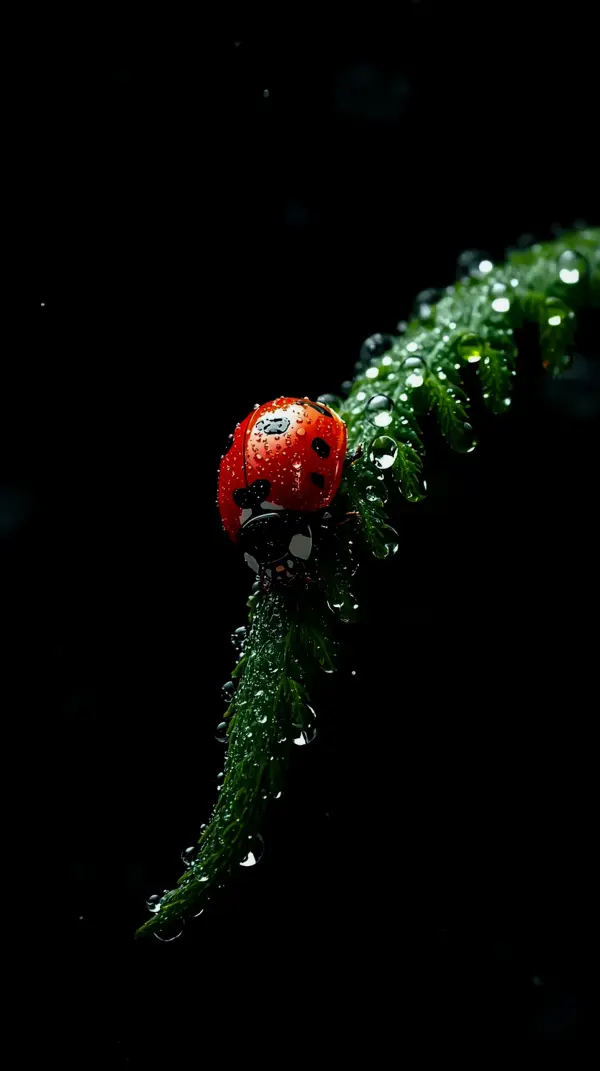 Wallpaper anime black — droplets red ladybug
