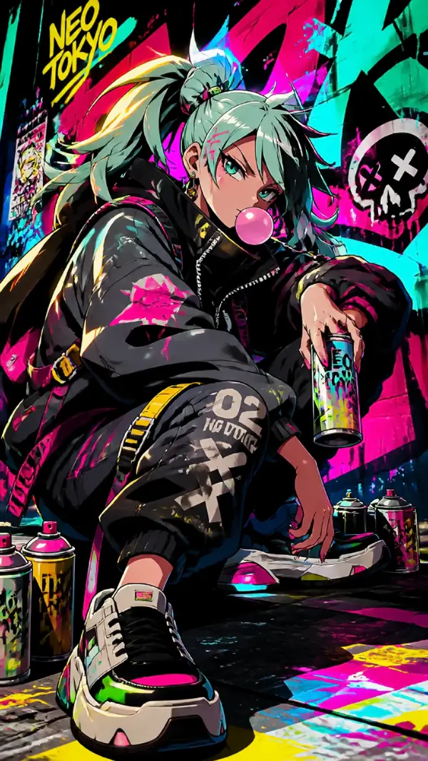 Anime background iphone — neon bubblegum rebel
