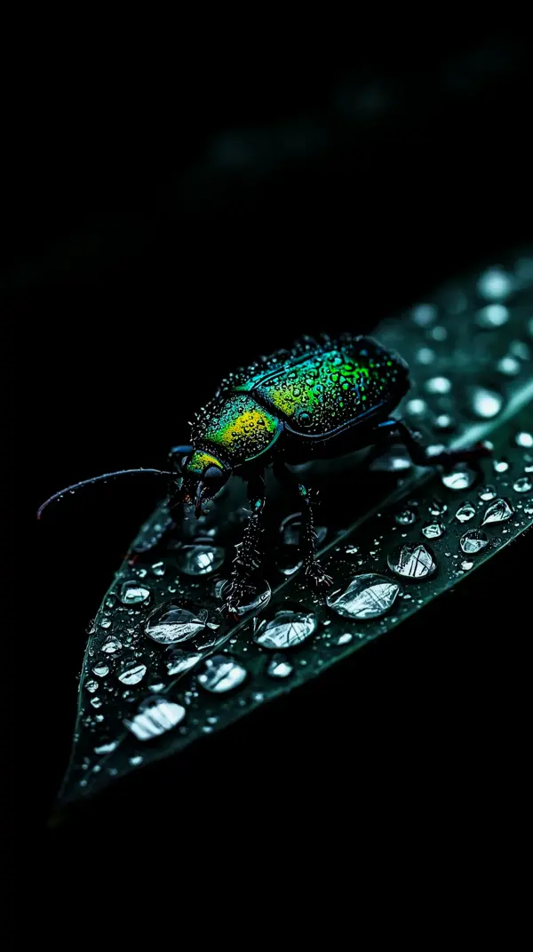 Metallic Green Beetle Macro - AMOLED Wallpaper 4K for Mobile