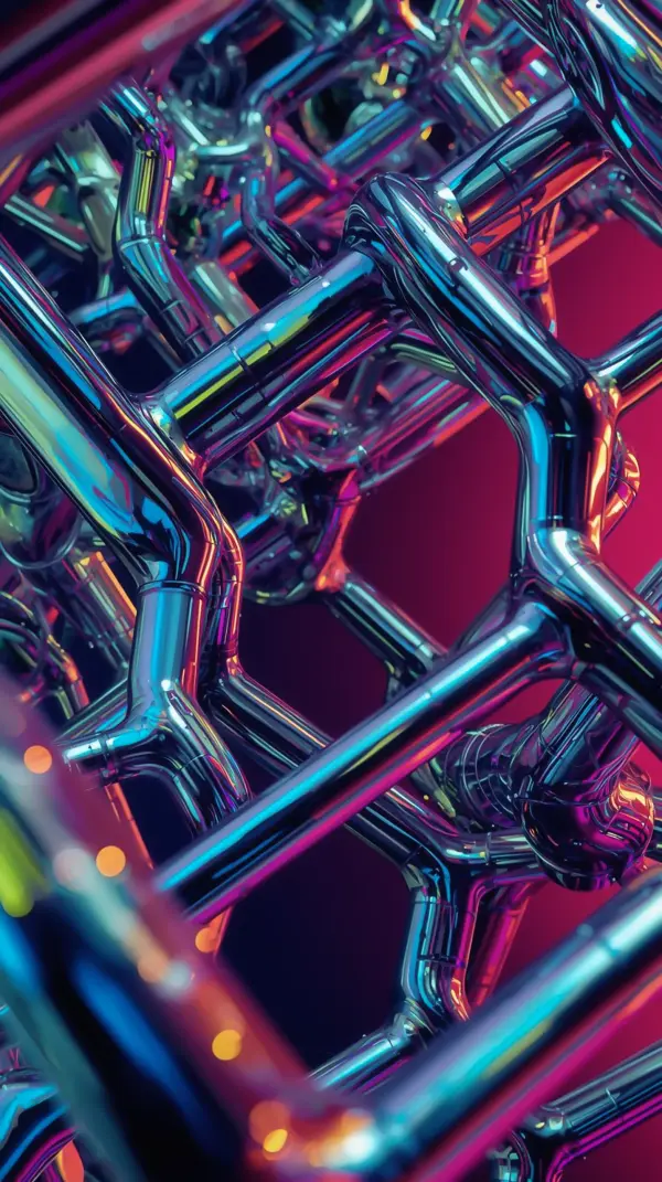 Abstract Wallpaper 4K — Chrome Cybernetic Lattice