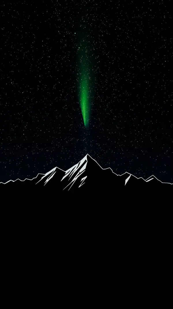 Minimalist Mountain Night Sky AMOLED Wallpaper 4k for Mobile