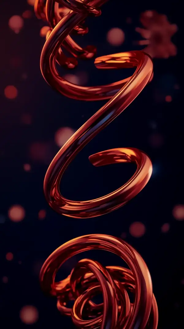 Anime — glowing metallic helix dark background
