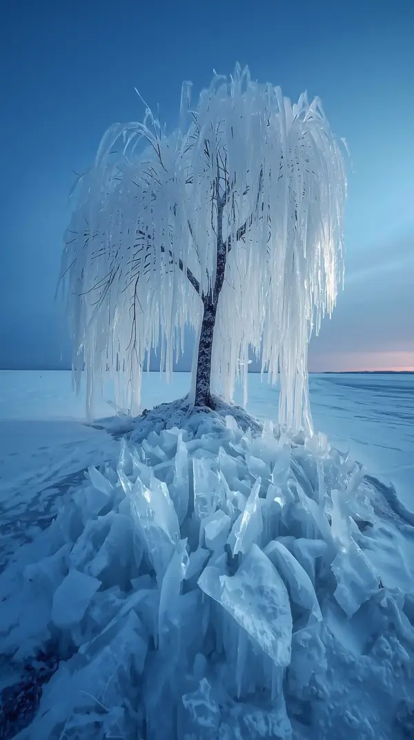 Wallpaper for your phone — magnificent ice covered tree