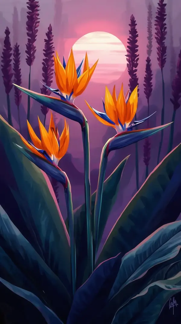 Flower Wallpaper 4K — Bird of Paradise Sunset | 4kwallpapar