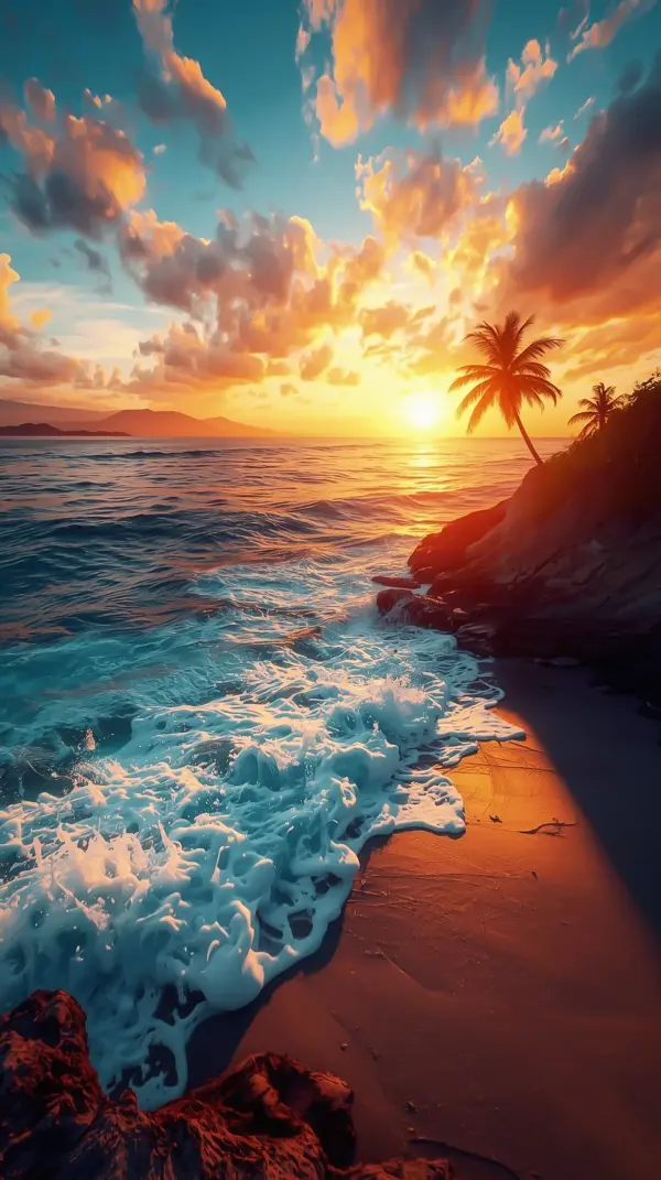 Beach Wallpaper 4K — Golden Sunset Tropical Coast | 4KWallpapar
