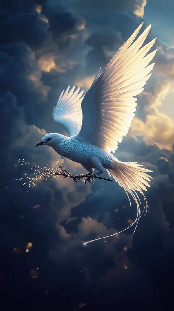 Bird Wallpaper 4K — Glowing White Bird Dreamy Sky