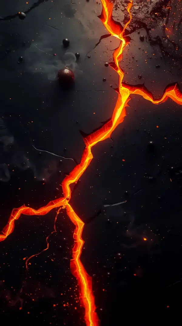 Dynamic Lava Crack AMOLED Wallpaper 4K for Mobile - Fiery Abstract Background