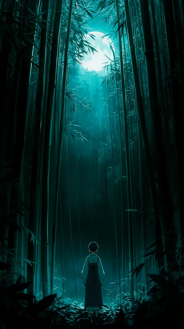 Beautiful phone background — moonlit bamboo forest