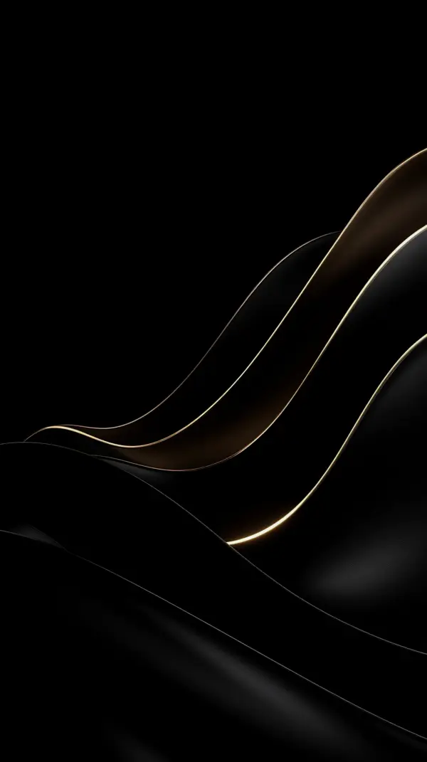 Elegant Black & Gold Waves: AMOLED Wallpaper 4K for Mobile