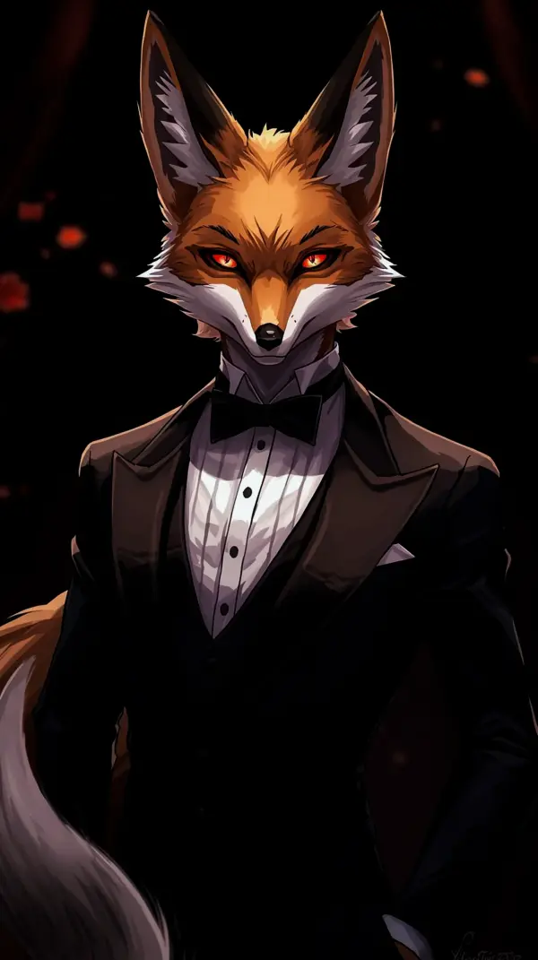 Wallpaper dark anime — elegant red fox gentleman