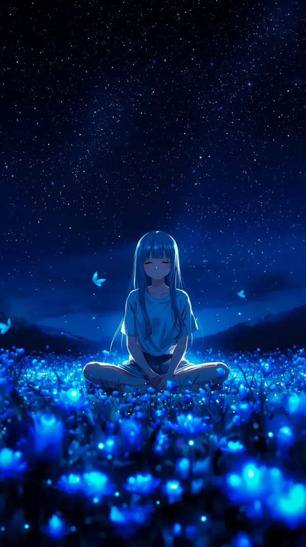 Dreamy Anime Girl Starry Field Wallpaper for Phone – 4K