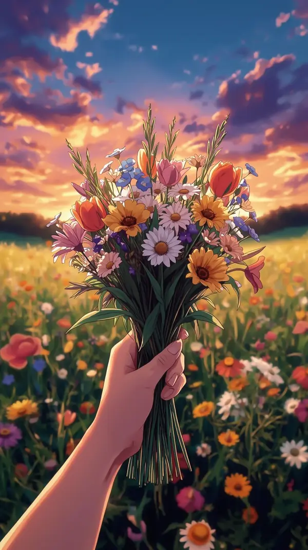 Flower Wallpaper 4K — Hand Holding Bouquet