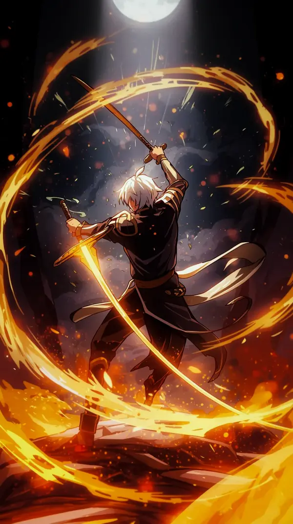 Epic Anime Warrior Sword Wallpaper for iPhone – 4K