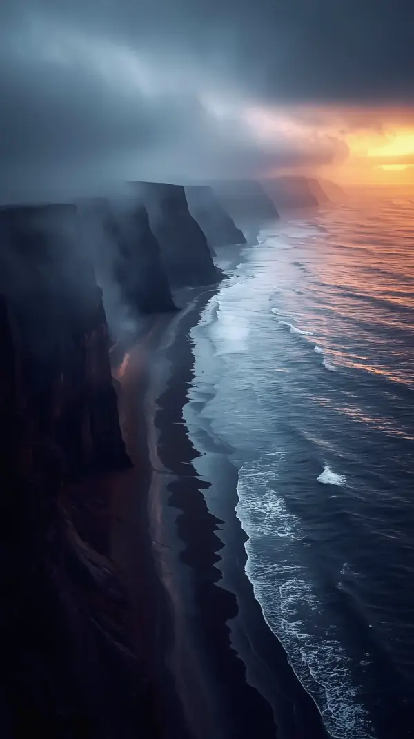 Nature Wallpaper — Misty Ocean Cliffs Sunset | 4Kwallpapar