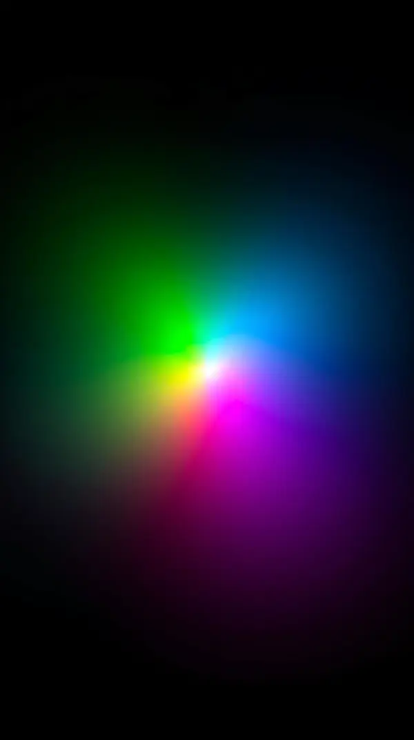 4k wallpaper for mobile Radiant Multicolor Aura Glow Burst, Psychedelic Rainbow Gradient Orb with Vibrant Green Blue Purple Halo on Black Aesthetic