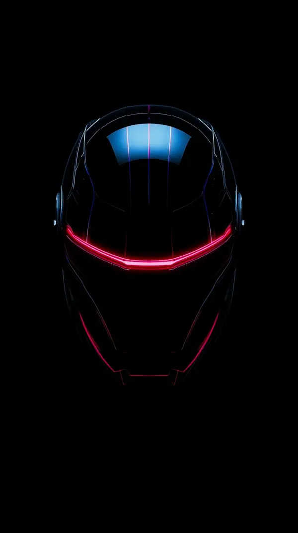 Futuristic Neon Helmet AMOLED wallpaper 4k for mobile