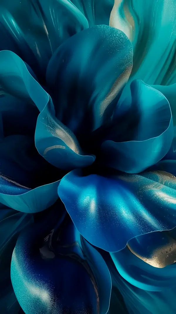 Blue wallpaper for phone — metallic flower petals