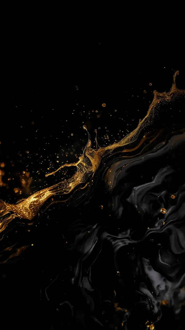Black background for phone — shimmering gold splash