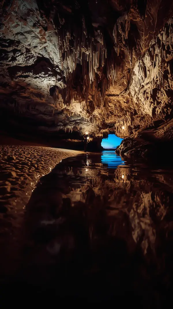 Grotto Adventure — Explorer in subterranean chamber