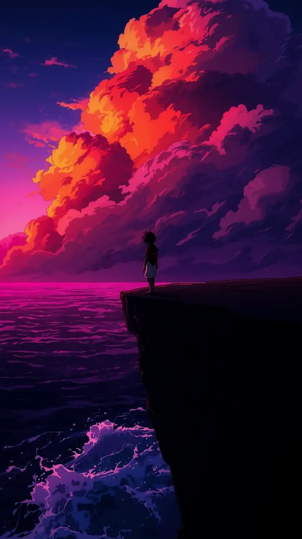 Vibrant Anime Sunset Wallpaper for iPhone – 4K Resolution