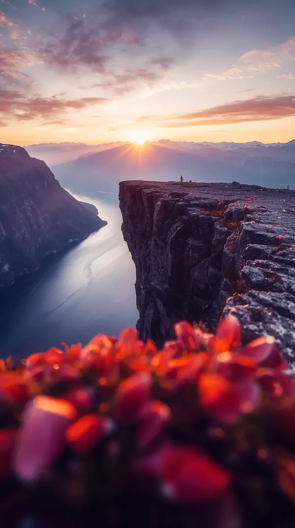 Dramatic Sunset Fjord iPhone Wallpaper 4K: Stunning 4K Wallpaper for Mobile & Phone Backgrounds. Experience the majestic beauty with this 4K iPhone Background, a truly cute 4K wallpaper for iPhone.