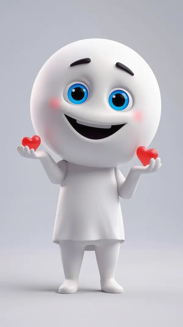 3D Phone Wallpaper — Cute Character Holding Hearts