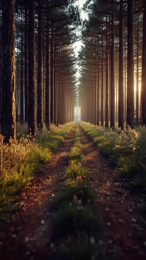 Nature Wallpaper 4K — Golden Forest Path 4KWallpapar