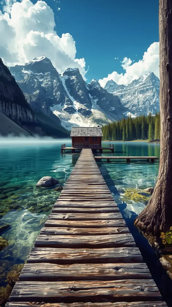 Wallpaper anime nature — clear turquoise lake