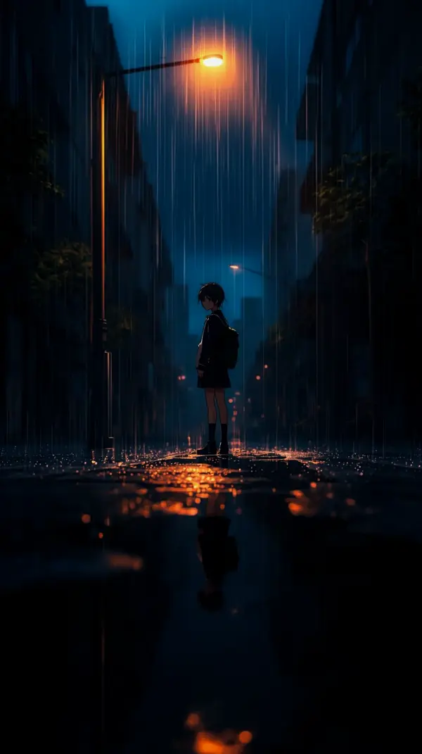 Melancholic Anime Girl Rain Wallpaper for iPhone – 4K