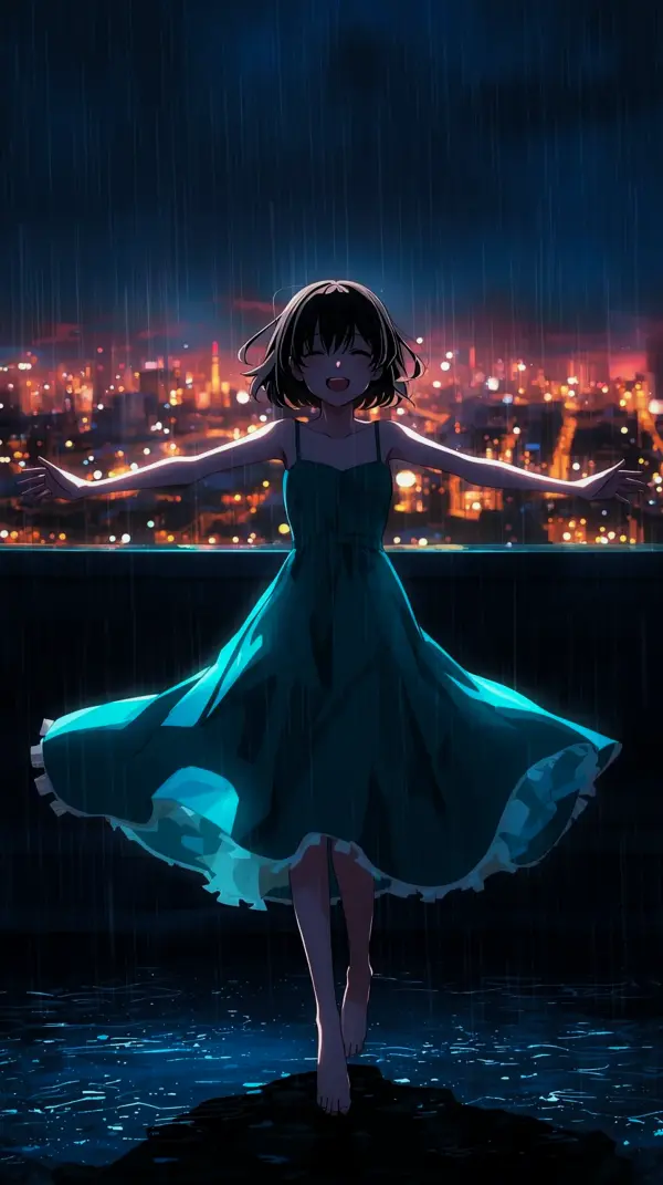 Melancholic Anime Girl Rain Wallpaper for Phone – 4K