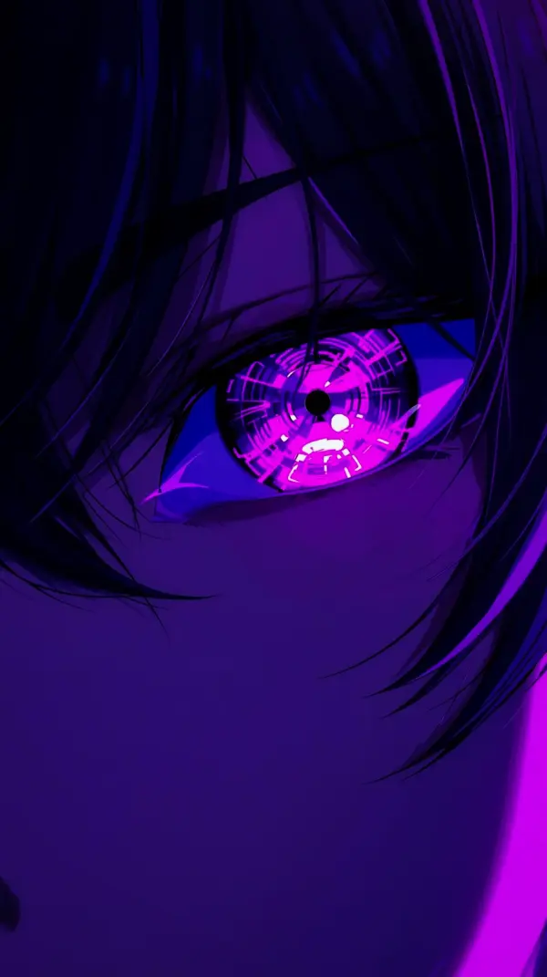 Aesthetic Anime Wallpaper Phone: Cyber Purple Eye 4K Anime Background iPhone
