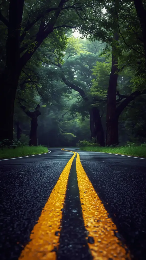 Hd mobile wallpaper nature — misty winding road