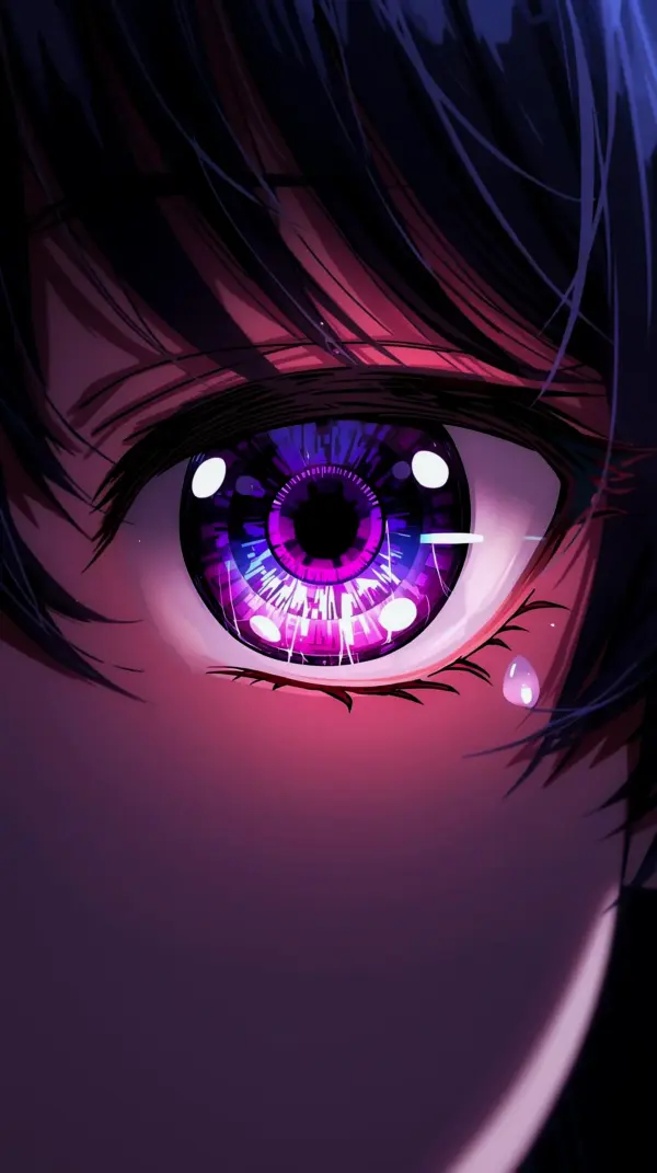 Dark mobile wallpaper — vibrant glowing anime eye