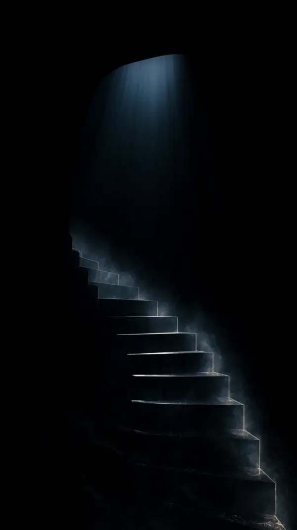 Dark Spiral Staircase to Light - AMOLED Wallpaper 4K for Mobile