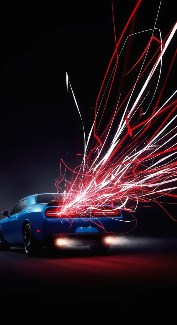 Blue Muscle Car iPhone Wallpaper - Stunning Car Wallpaper 4k for Mobile and Car Wallpaper4k for Mobile with Abstract Red Light Trails